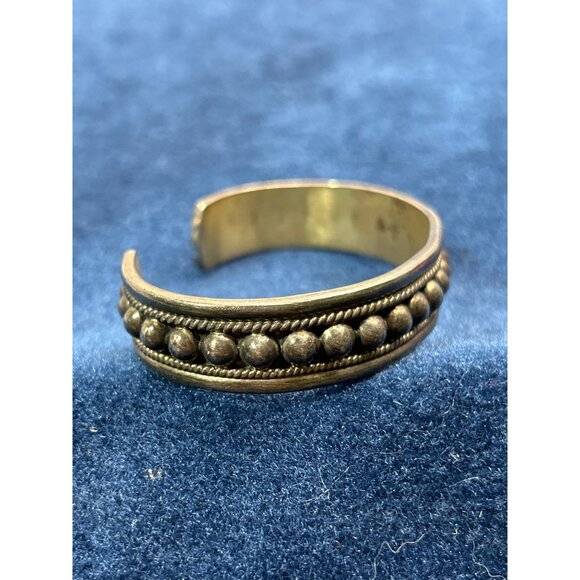 Vintage Sterling Silver Cuff Bracelet With Beaded Design By Mexico - Picture 6 of 9